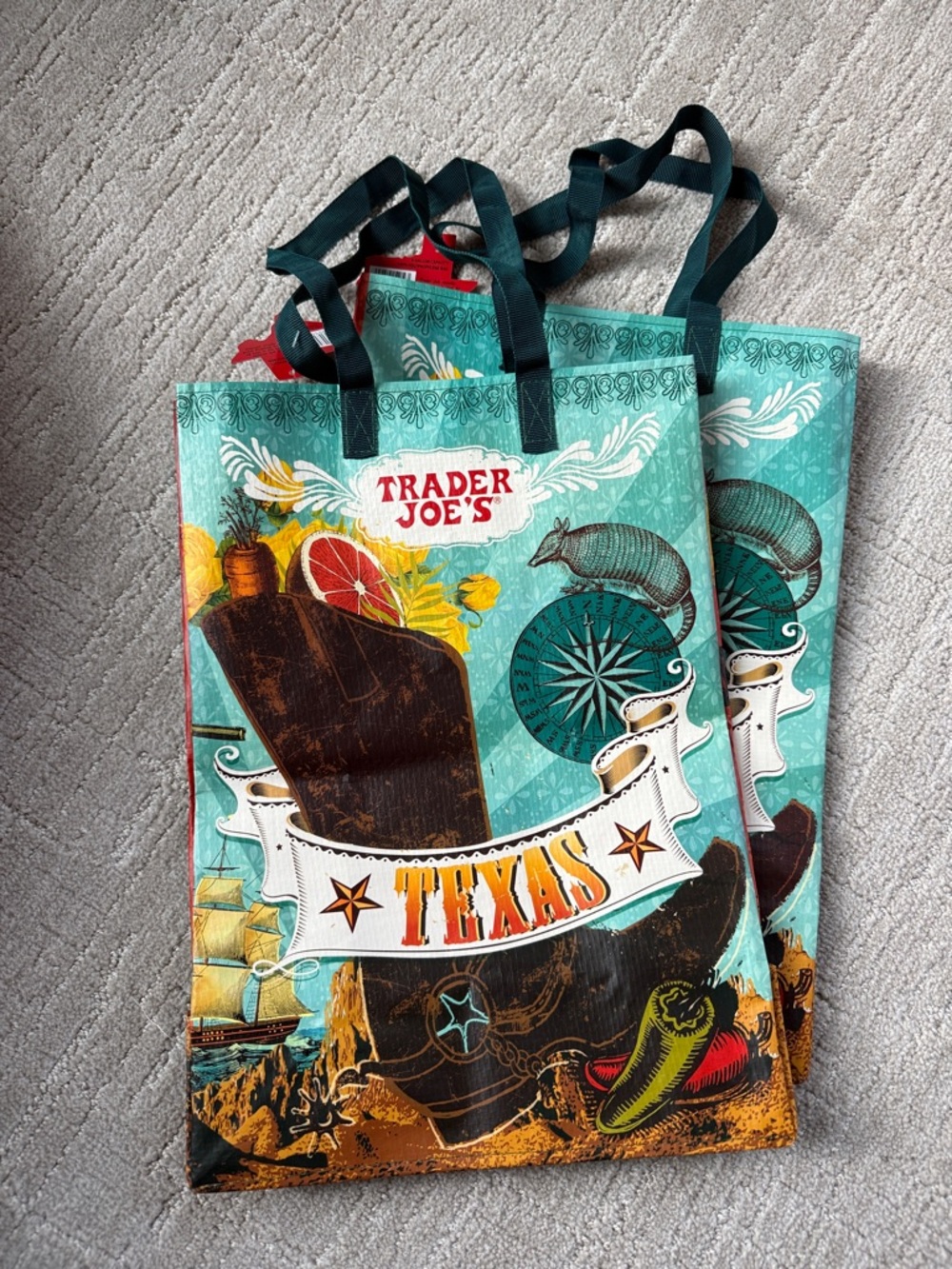Trader Joe's Texas Graphic Reusable Tote Bag - Teal